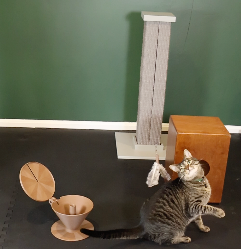 Interactive Cat Wand Toy with Hideaway Stand