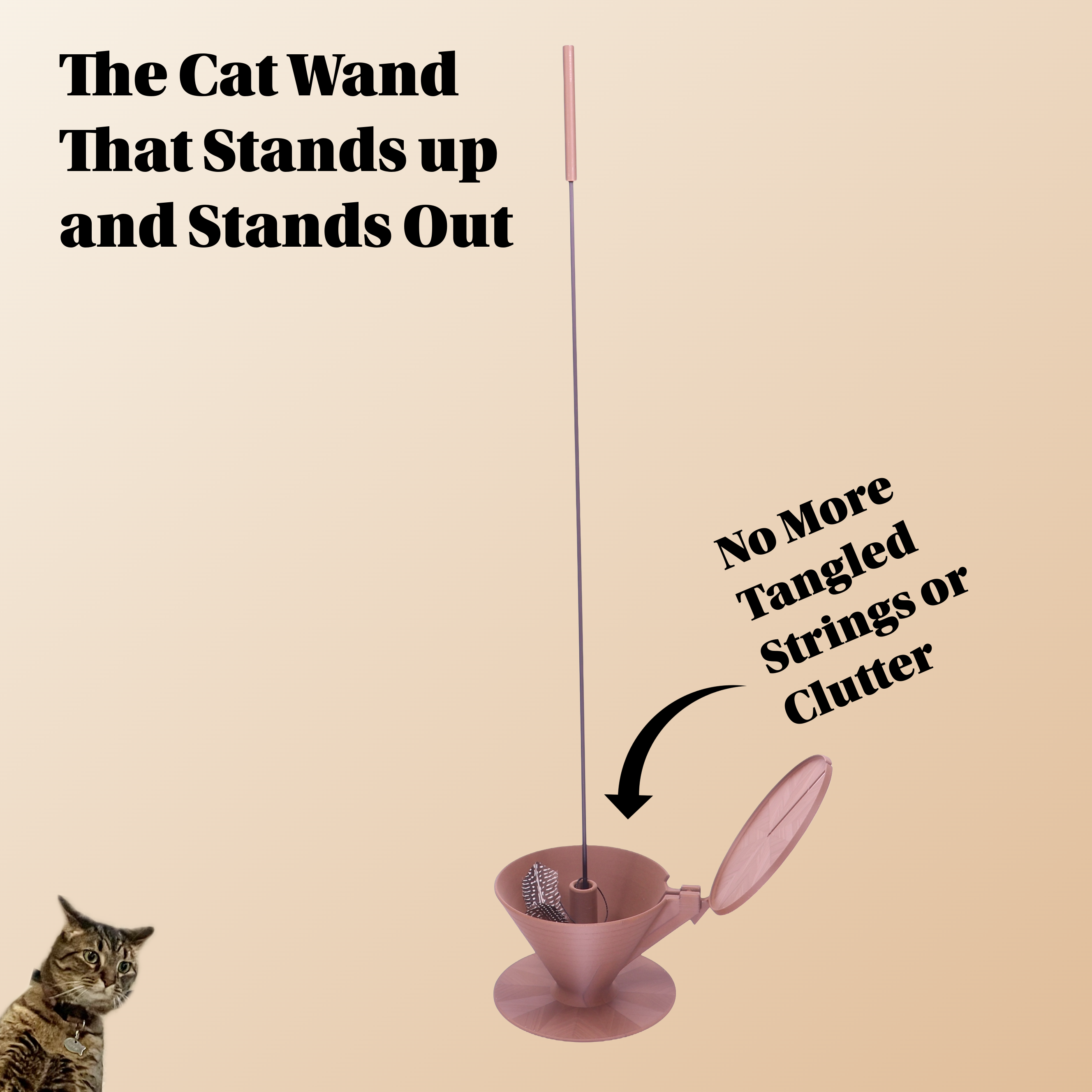 Interactive Cat Wand Toy with Hideaway Stand