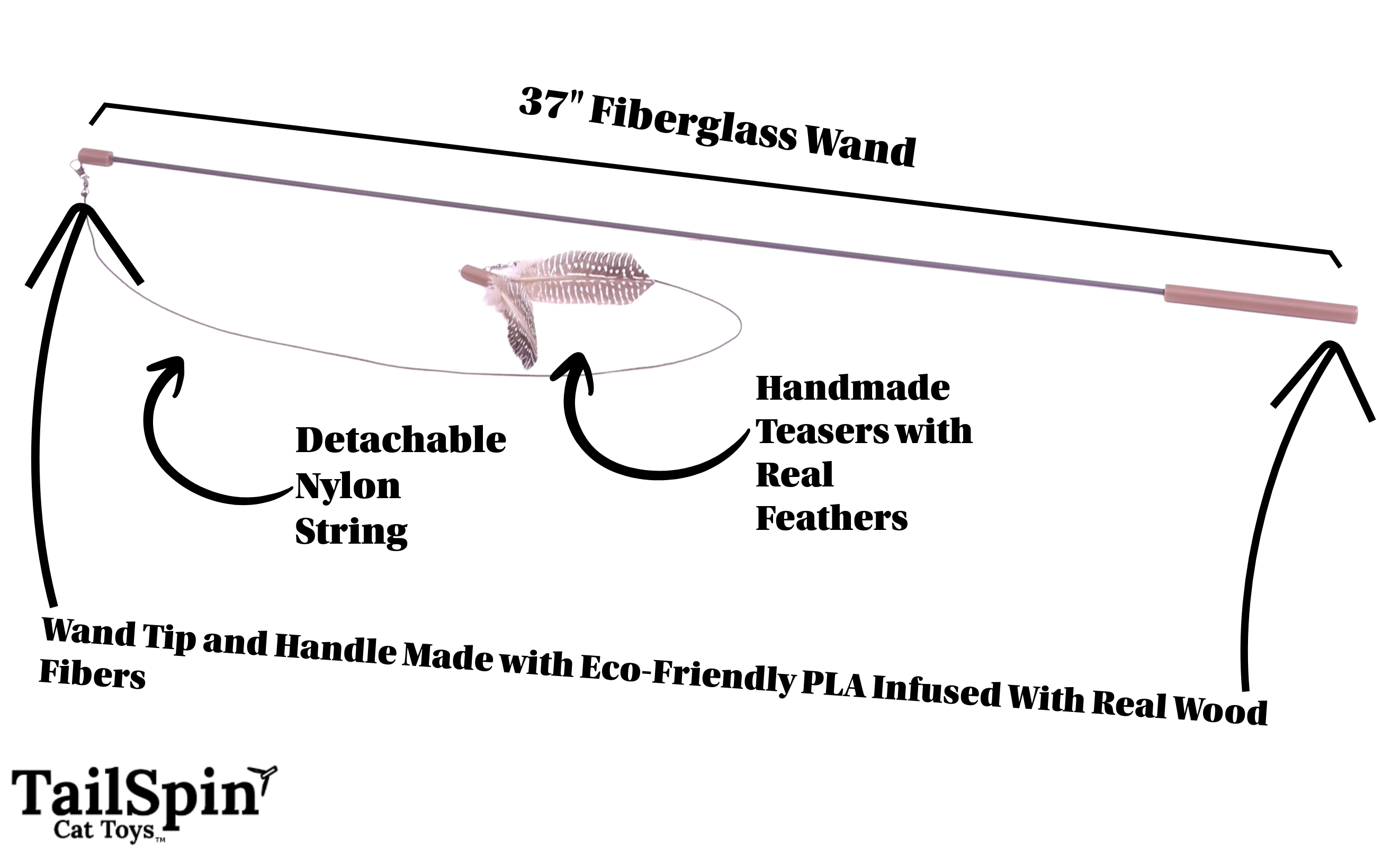 Interactive Cat Wand Toy with Hideaway Stand